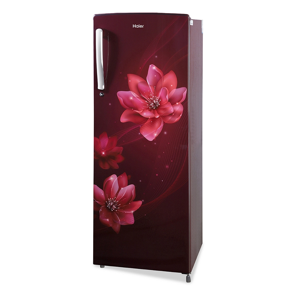 Haier 235L 2 Star I Direct Cool Single Door Refrigerator with Toughened Glass Shelf comes in stylish red Peony Finish HRD-2562CRP-N